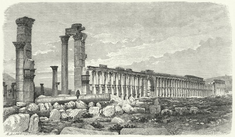 Ruiny miasta Palmyra, Syria (rycina) autorstwa German School