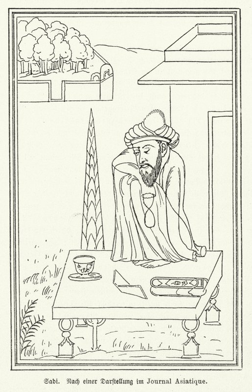 Saadi Shirazi , perski poeta (lito) autorstwa German School
