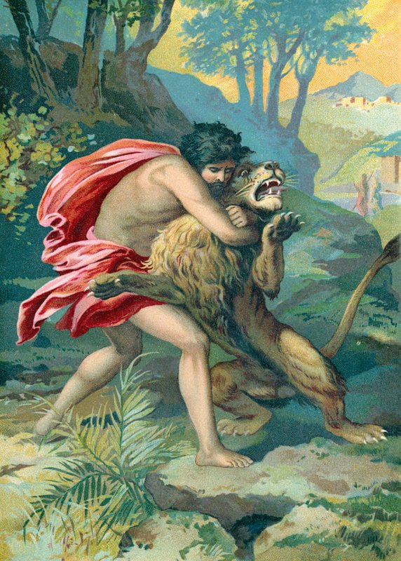 Samson i lew autorstwa German School