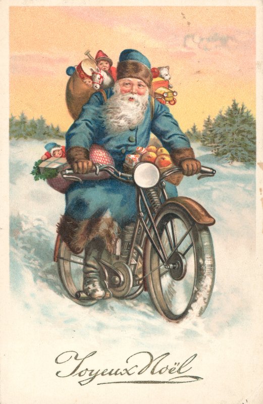 Święty Mikołaj na motocyklu autorstwa German School