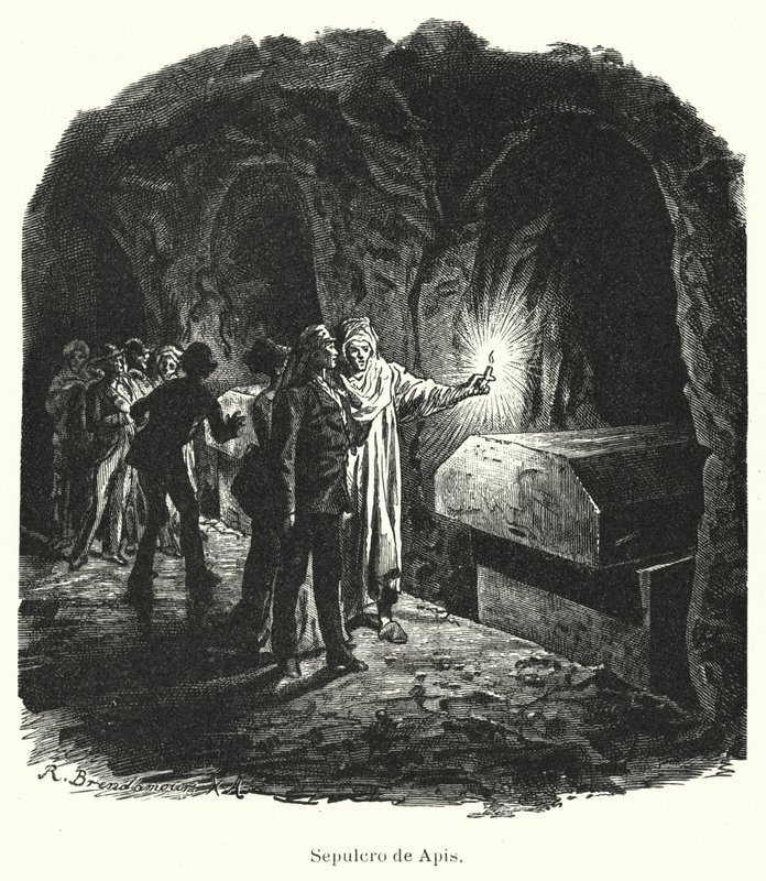 Serapeum z Sakkary, grób świętych byków Apis czczonych w starożytnym Egipcie (lito) autorstwa German School