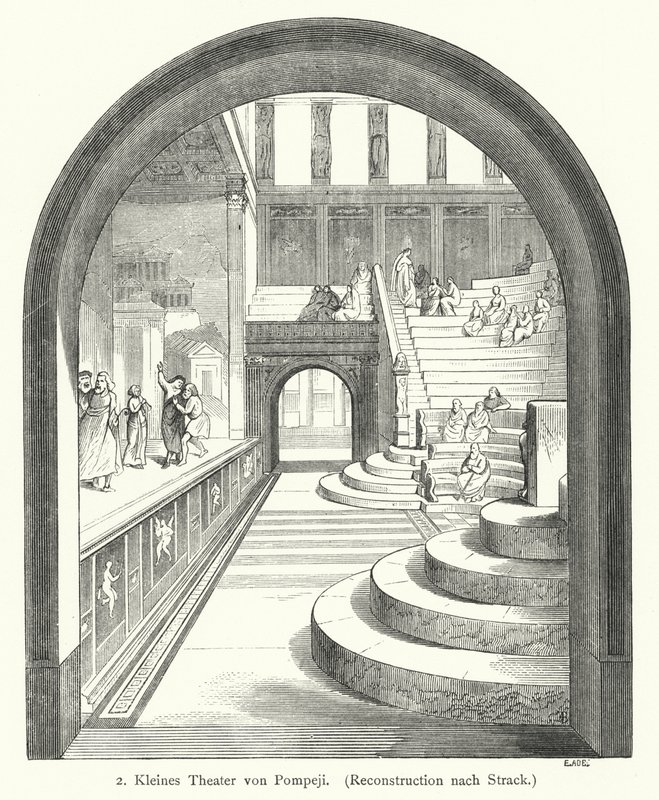 Mały teatr Pompeje, starożytny Rzym (rycina) autorstwa German School