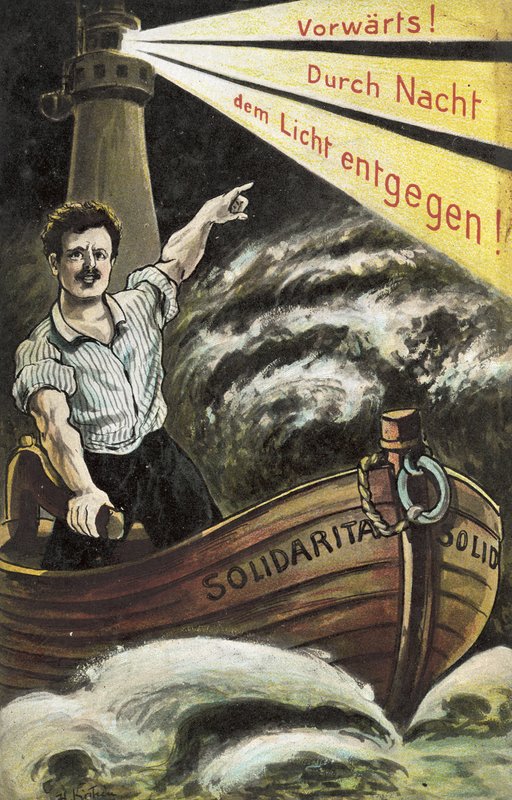 Socjalistyczna pocztówka propagandowa (kolor lito) autorstwa German School