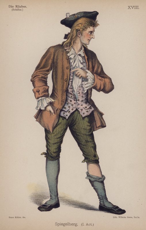 Spiegelberg, z Die Rauber (Zbójcy) Friedricha Schillera (kolor lito) autorstwa German School