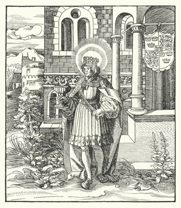 Św. Edward Męczennik, król Anglii (rycina) autorstwa German School