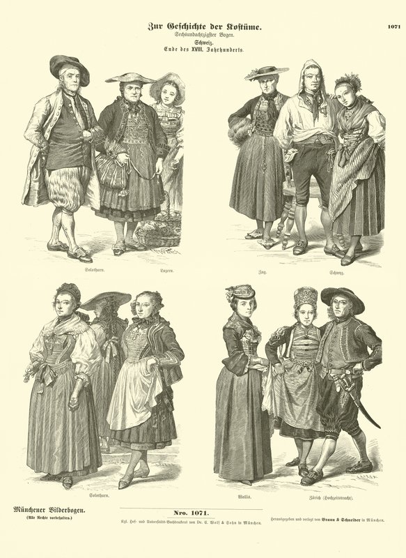Stroje szwajcarskie, koniec XVIII wieku (rycina) autorstwa German School