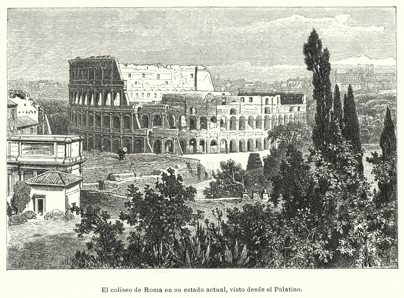 Koloseum, Rzym, widziane z Palatynu (lito) autorstwa German School