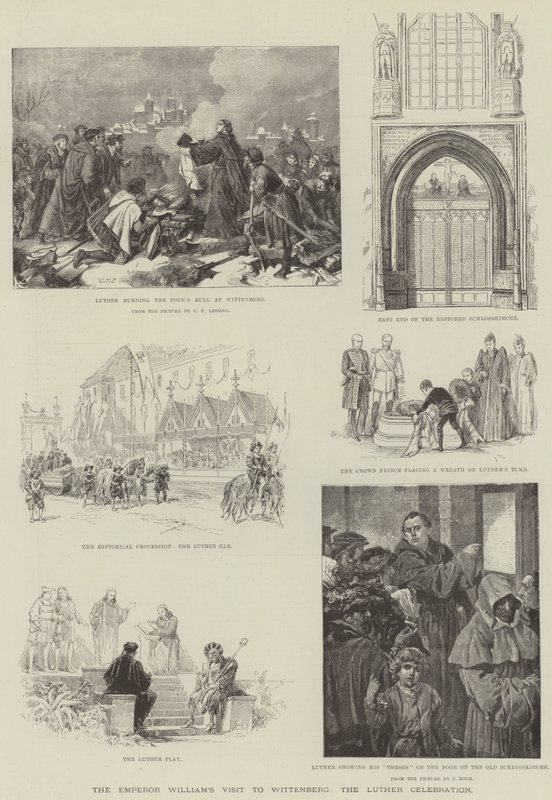 Wizyta cesarza Wilhelma w Wittenberdze, uroczystość Lutra (rycina) autorstwa German School