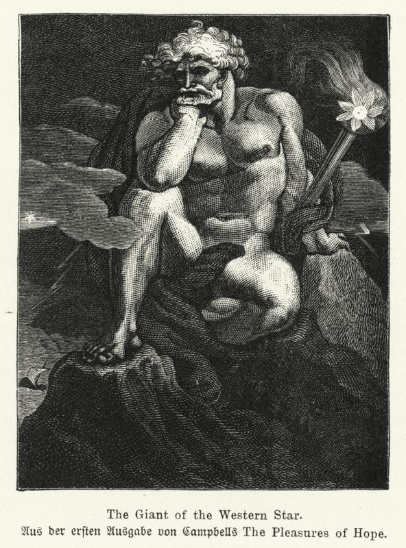 Giant of the Western Star, ilustracja z pierwszego wydania The Pleasures of Hope szkockiego poety Thomasa Campbella autorstwa German School