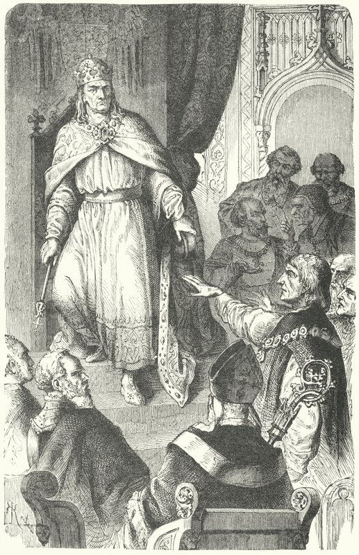 Święty cesarz rzymski Karol IV wydaje Złotą Bullę z 1356 r. (rycina) autorstwa German School