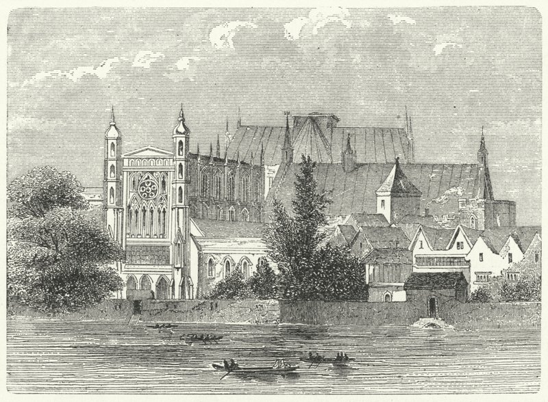 Houses of Parliament w Westminster w czasach króla Karola I autorstwa German School