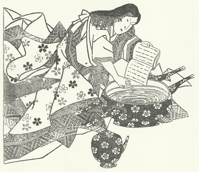 Japoński poeta Waka Ono no Komachi (grafika) autorstwa German School