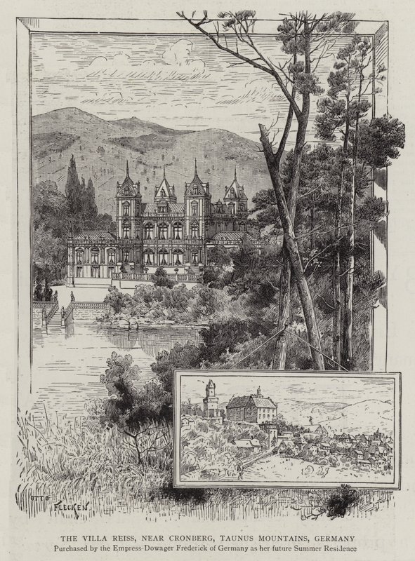 Willa Reiss, niedaleko Cronberg, góry Taunus, Niemcy (rycina) autorstwa German School