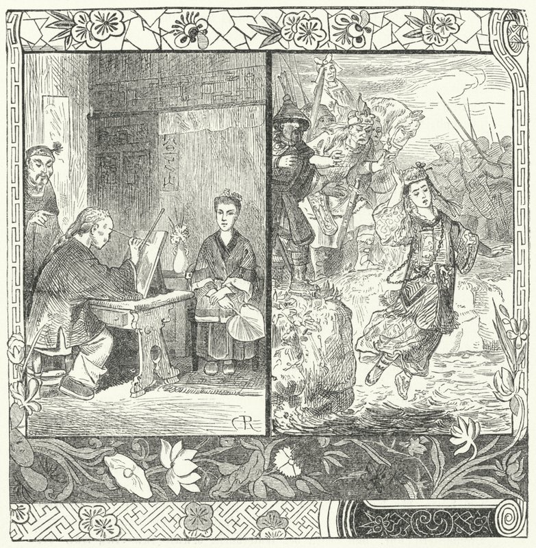 Śmierć Wang Zhaojuna w wierszu Ma Zhiyuana Jesień w Pałacu Han (rycina) autorstwa German School