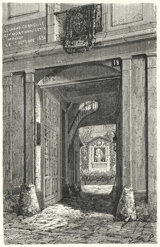 Dom w Paryżu, w którym w 1684 roku zmarł francuski dramaturg Pierre Corneille (rycina) autorstwa German School