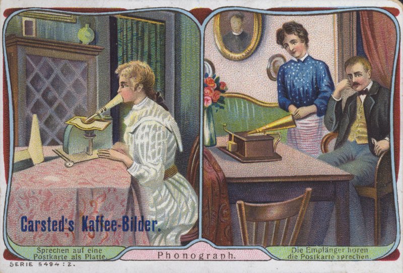Fonograf używany do wysyłania wiadomości głosowych autorstwa German School