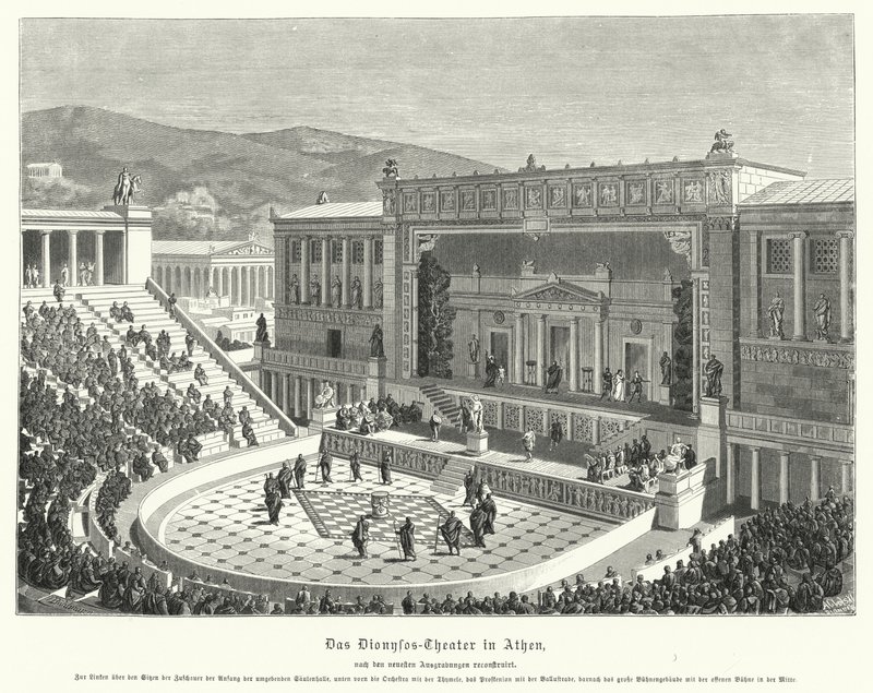 Teatr Dionizosa Eleutereusza, Ateny, Starożytna Grecja (rycina) autorstwa German School