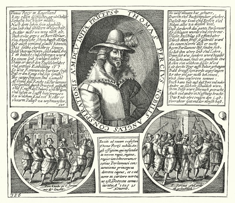 Thomas Percy, jeden ze spiskowców stojących za spiskiem prochowym (rycina) autorstwa German School