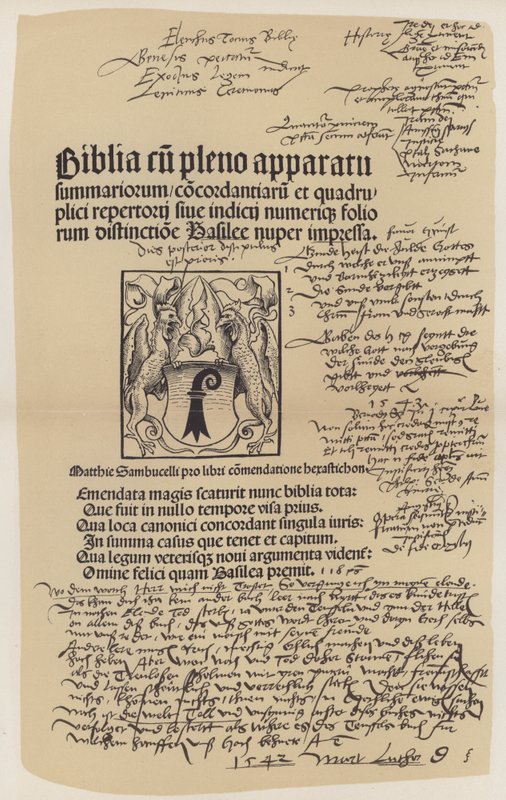 Strona tytułowa z Biblii Marcina Lutra (kolor lito) autorstwa German School