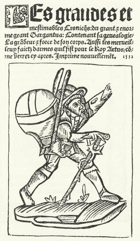 Strona tytułowa z najbardziej znanego wydania Gargantua, powieści Francois Rabelais (rycina) autorstwa German School