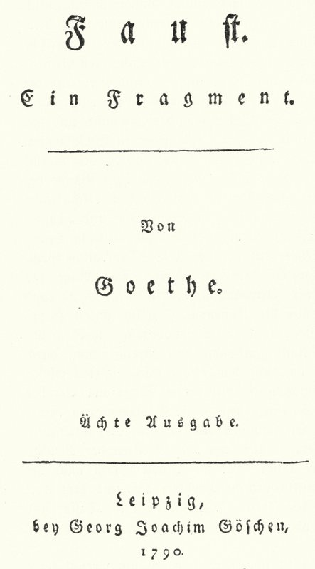 Strona tytułowa z pierwszego wydania Fausta, Johann Wolfgang Von Goethe (rycina) autorstwa German School