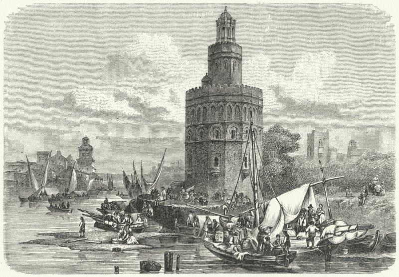 Torre del Oro, Sewilla, Hiszpania (grawerowanie) autorstwa German School