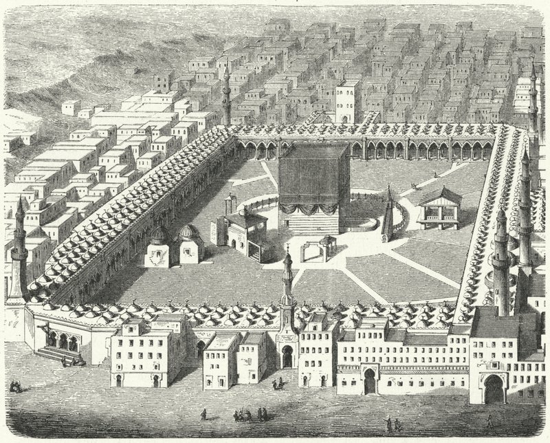 Widok na Kaaba, Mekkę (rycina) autorstwa German School