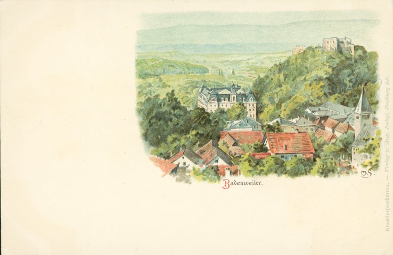 Widok na miasto Badenweiler, Niemcy (chromolitho) autorstwa German School