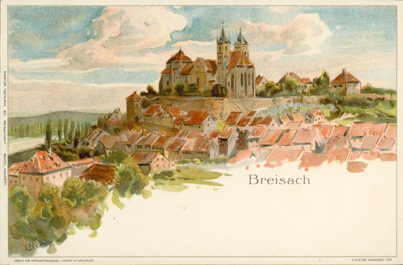 Widok miasta Breisach, Niemcy (chromolitho) autorstwa German School