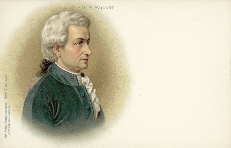 Wolfgang Amadeus Mozart (kolor lito) autorstwa German School