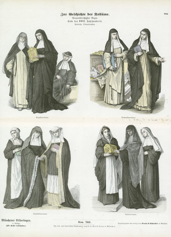 Stroje damskie chrześcijańskich zakonów, koniec XVIII wieku autorstwa German School