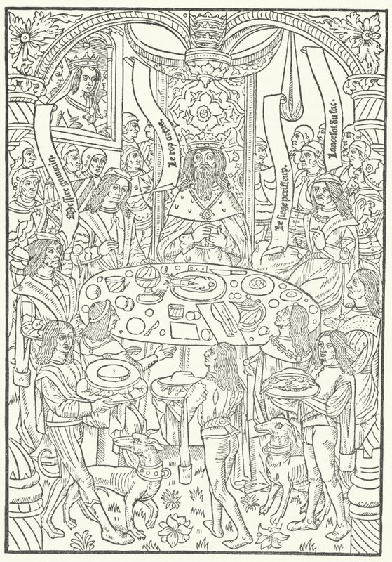 Drzeworyt z pierwszego wydania Lancelot du Lac, wydrukowany w Rouen przez Jeana le Bourgeois w 1488 (rycina) autorstwa German School