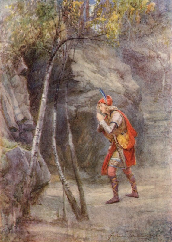 Szekspir, Cymbeline (kolorowa litografia) autorstwa Gertrude E. Demain (after) Hammond