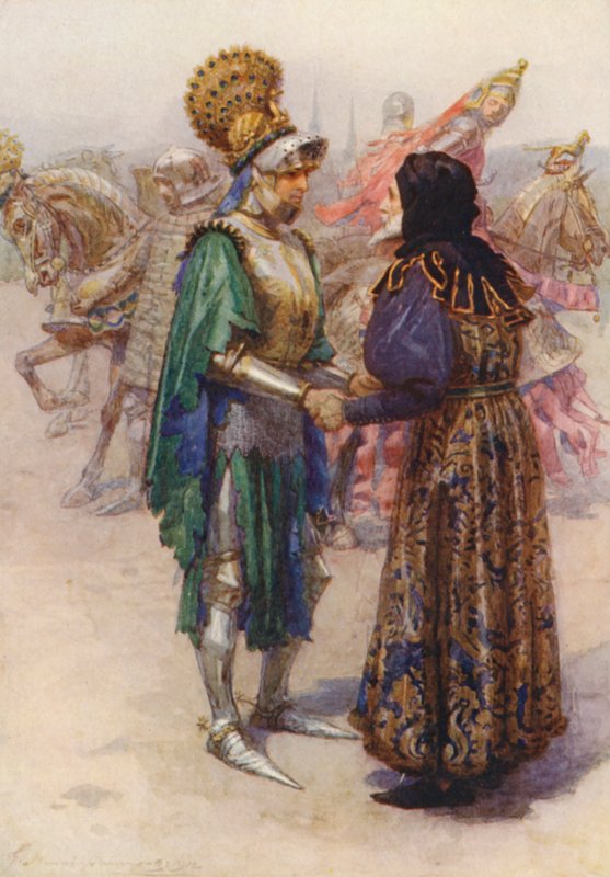 Szekspir, Król Ryszard II (kolorowa litografia) autorstwa Gertrude E. Demain (after) Hammond