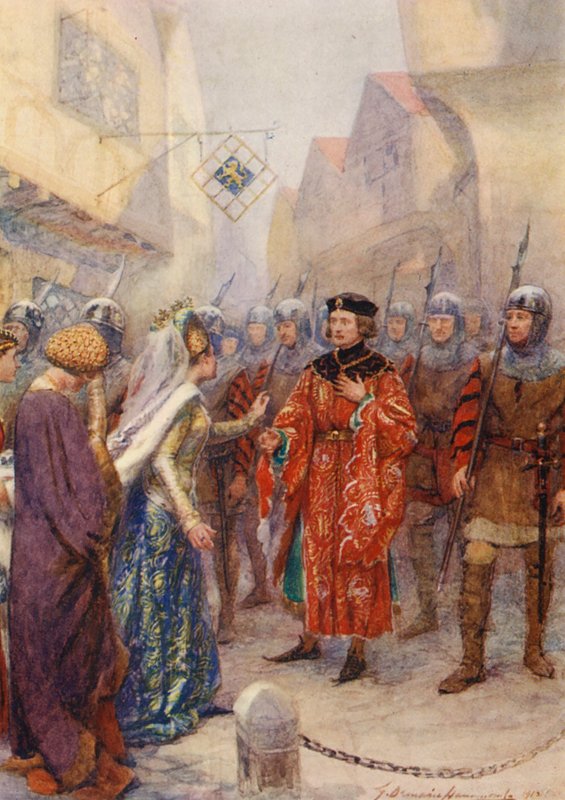 Sztuka Williama Szekspira: Ryszard II (kolorowa litografia) autorstwa Gertrude E. Demain (after) Hammond