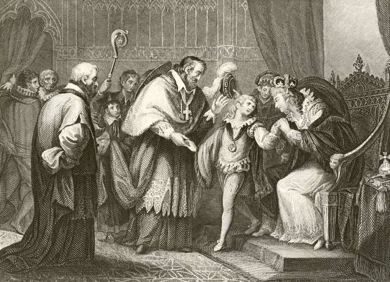 Edward, książę Yorku rozstający się z matką autorstwa Giovanni Battista Cipriani