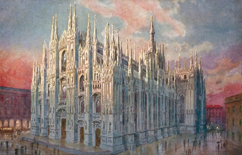 Milano / Mediolan: Duomo (kolorowa litografia) autorstwa Giovanni Guerzoni