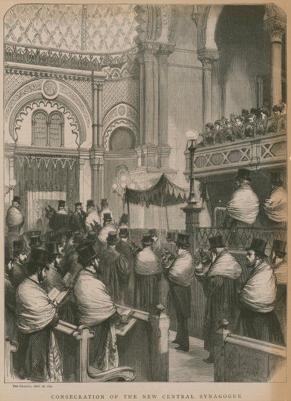 Poświęcenie Nowej Synagogi Centralnej (rycina) autorstwa Godefroy Durand