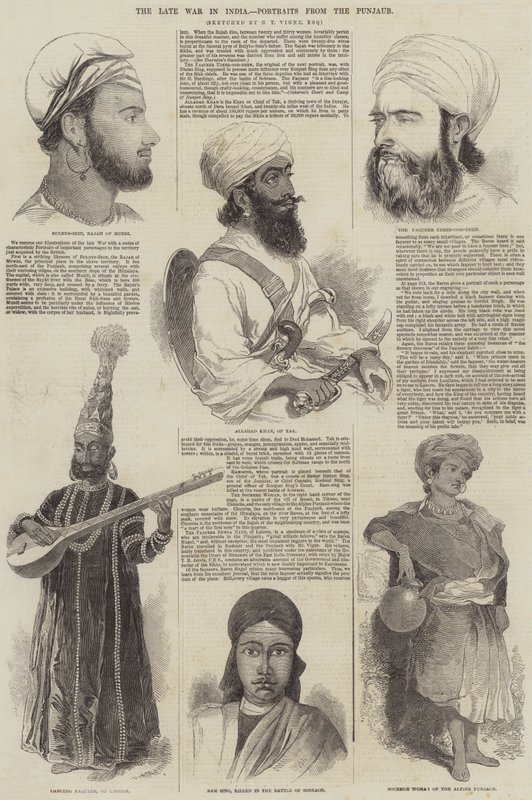 Późna wojna w Indiach, portrety z Punjaub autorstwa Godfrey Thomas Vigne