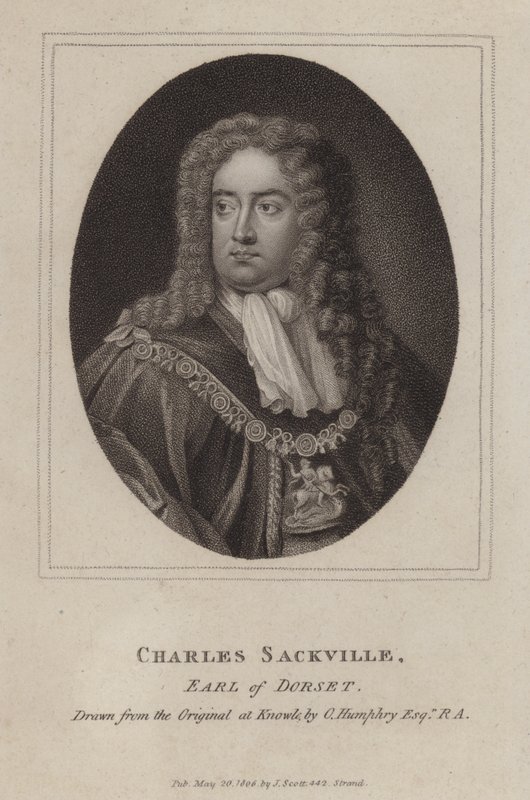 Charles Sackville, 6. hrabia Dorset, angielski poeta i dworzanin (grafika) autorstwa Godfrey (after) Kneller