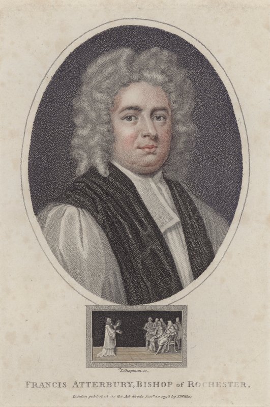 Francis Atterbury, biskup Rochester (kolorowe grawerowanie) autorstwa Godfrey (after) Kneller