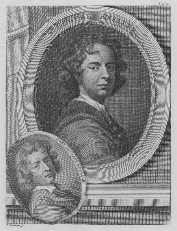 Sir Godfrey Kneller i John Zacharias Kneller, niemieccy artyści działający w Anglii (grafika) autorstwa Godfrey (after) Kneller