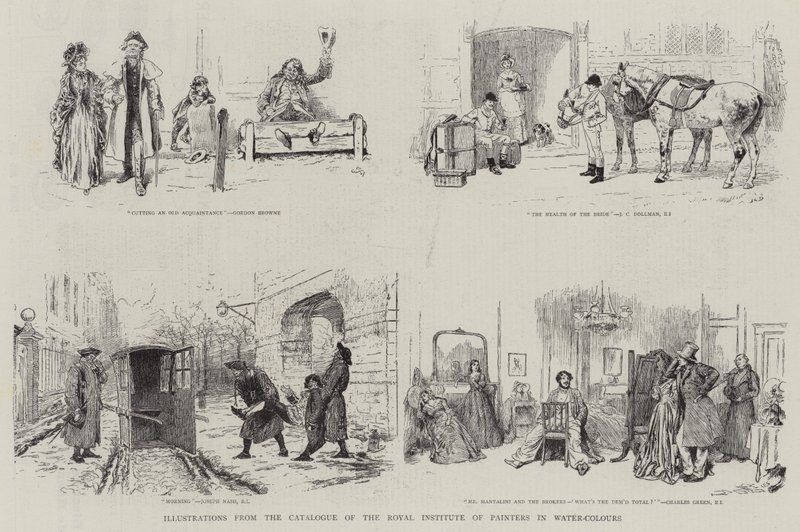 Ilustracje z Katalogu Królewskiego Instytutu Malarstwa Akwarelowego autorstwa Gordon Frederick Browne