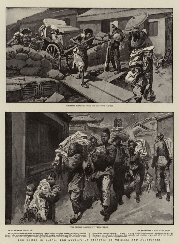 Kryzys w Chinach, grabież Tientsin przez Chińczyków i cudzoziemców autorstwa Gordon Frederick Browne