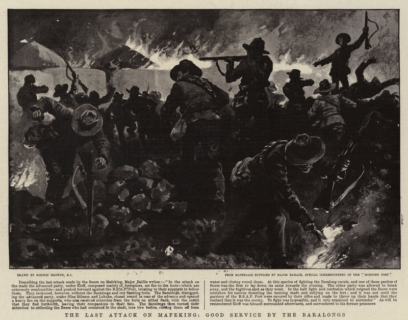 Ostatni atak na Mafeking, dobra obsługa Baralongów autorstwa Gordon Frederick Browne