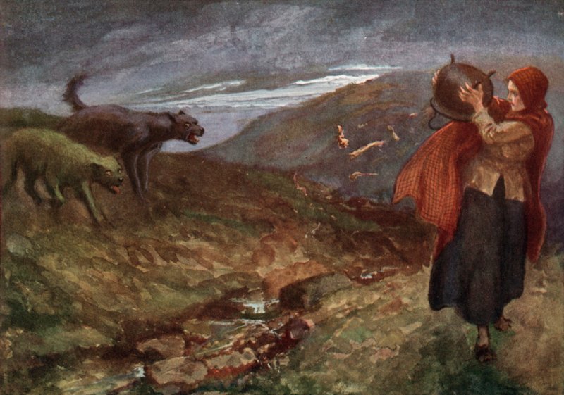Ilustracja do Baśni o kociołku autorstwa Gordon Frederick after Browne
