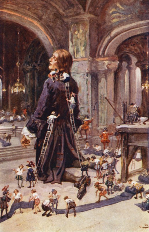 Ilustracja do Podróży Guliwera Jonathana Swifta (kolorowa litografia) autorstwa Gordon Frederick (after) Browne