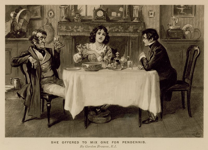 Ilustracja do Historii Pendennis autorstwa Thackeraya (lito) autorstwa Gordon Frederick (after) Browne