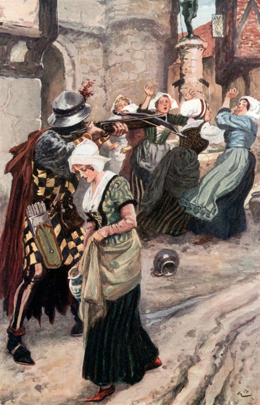 Denys zdjął kuszę i udawał, że do nich strzela autorstwa Gordon Frederick Browne