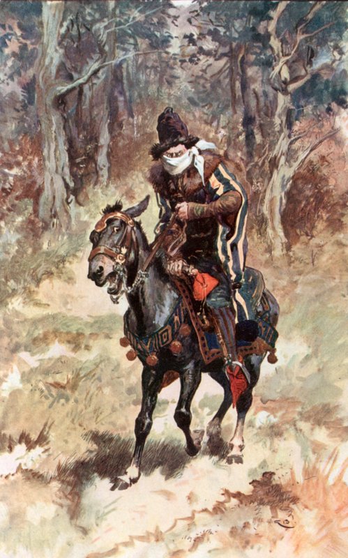 Ghysbrecht Van Swieten siedzący na swoim mule autorstwa Gordon Frederick Browne